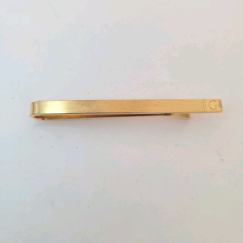Gold Tone Tie Bar Clip Clasp Tack Stick Rectangle Letter G Unbranded Quality‎